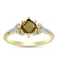 Goldplattierter Silberring mit Cognac-Quarz und weißem Topas