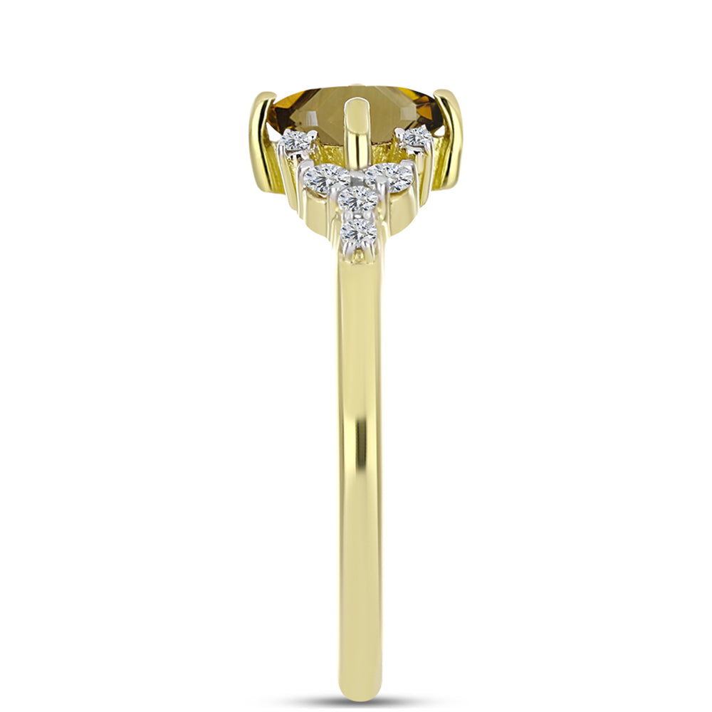 Goldplattierter Silberring mit Cognac-Quarz und weißem Topas 4 