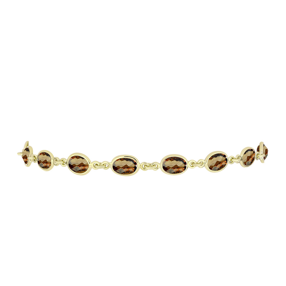 Goldplattiertes Silberarmband mit Cognac-Quarz