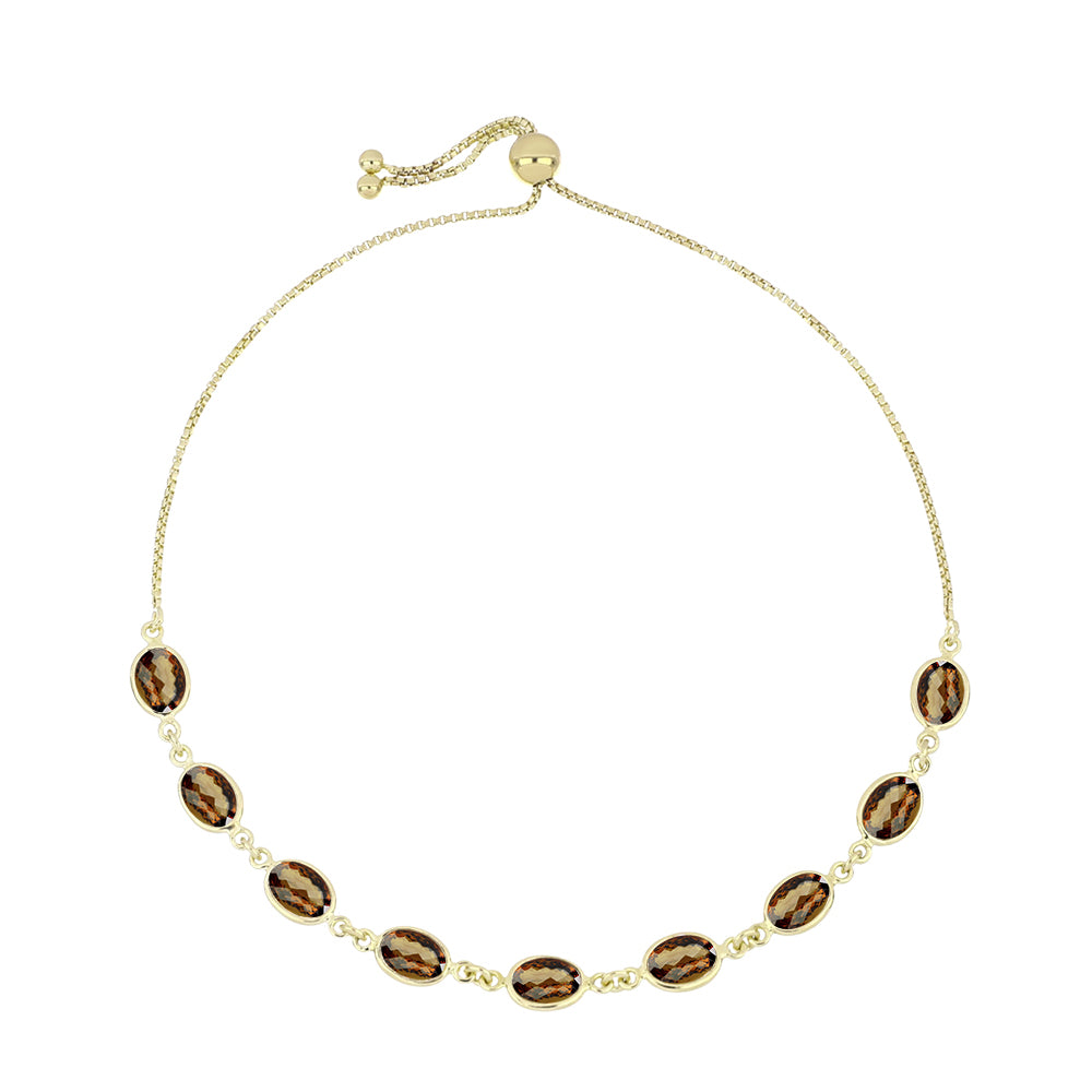 Goldplattiertes Silberarmband mit Cognac-Quarz 1 