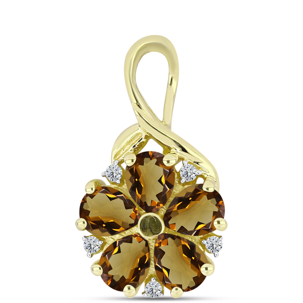 Goldplattierter Silberanhänger mit Cognac-Quarz und weißem Topas 1 