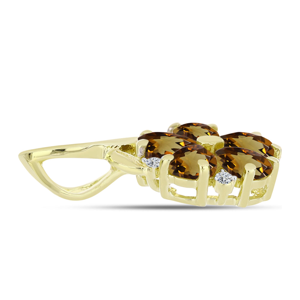 Goldplattierter Silberanhänger mit Cognac-Quarz und weißem Topas