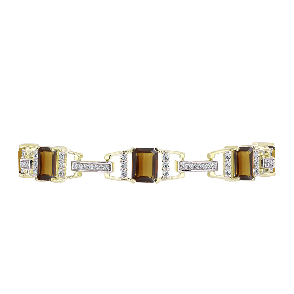 Goldplattiertes Silberarmband mit Cognac-Quarz und weißem Topas 2 