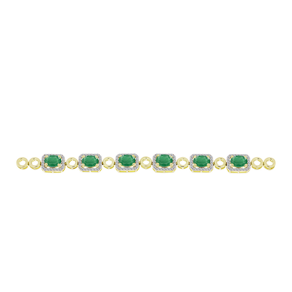 Goldplattiertes Silberarmband mit brasilianischem Smaragd und weißem Topas