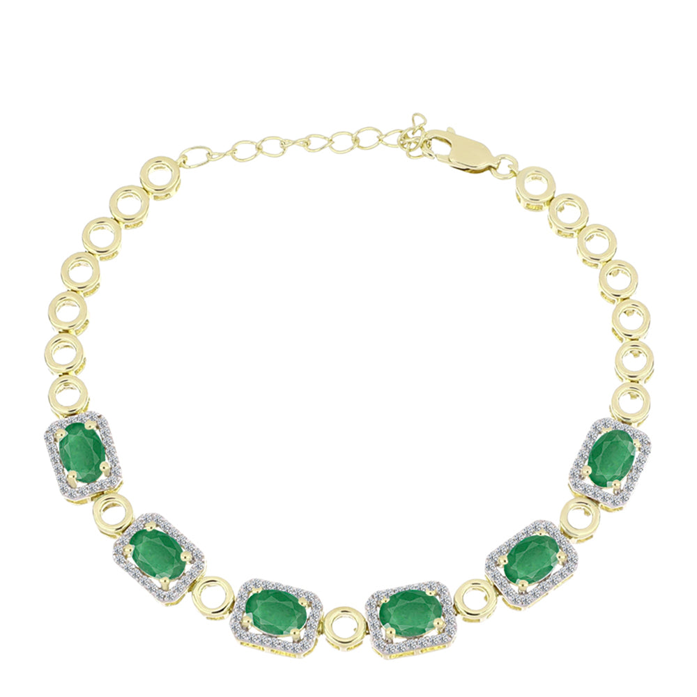 Goldplattiertes Silberarmband mit brasilianischem Smaragd und weißem Topas