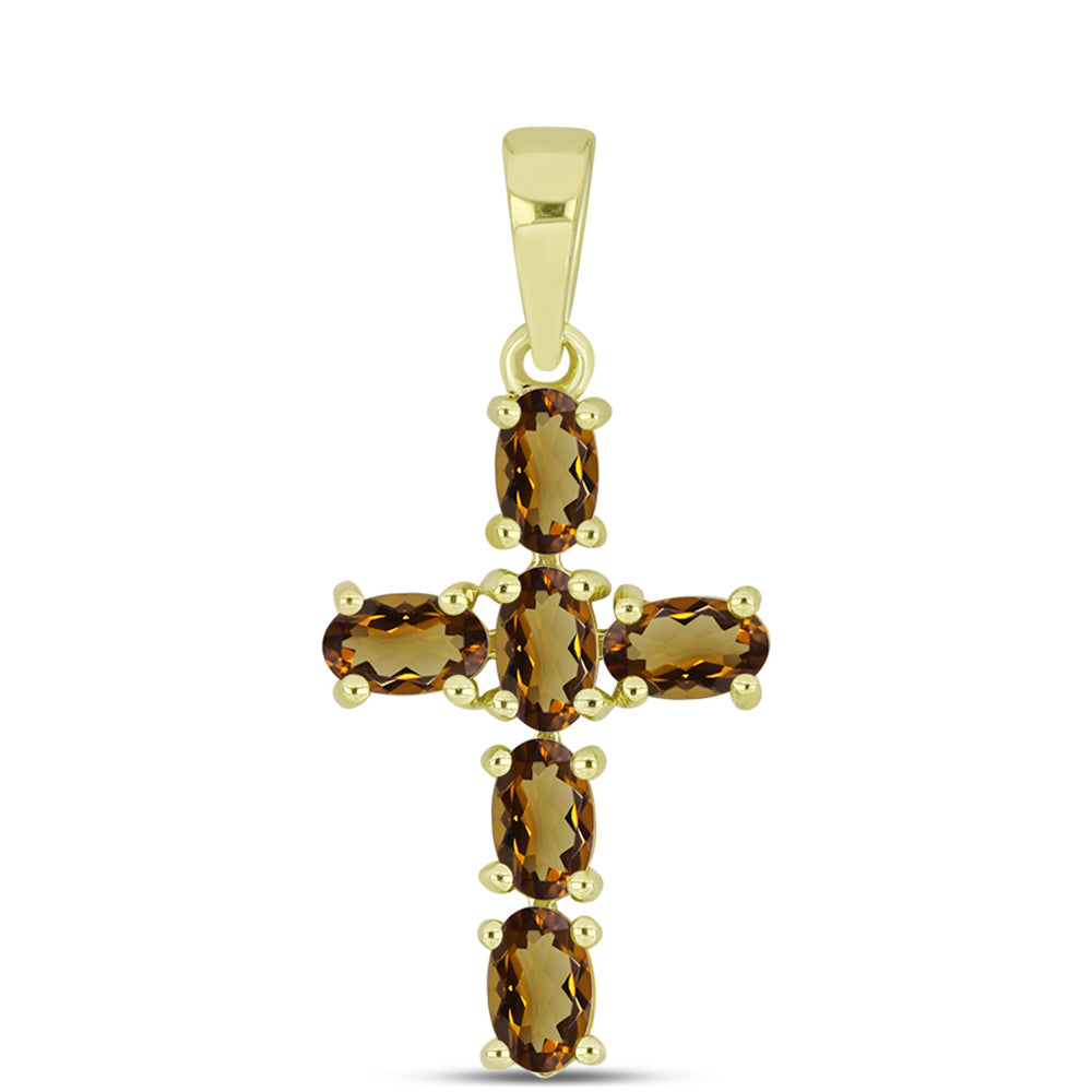 Goldplattierter Silberanhänger mit Cognac-Quarz