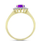 Goldplattierter Silberring mit lila Achat und weißem Topas