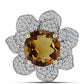 Goldplattierter Silberring mit Cognac-Quarz und weißem Topas