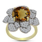 Goldplattierter Silberring mit Cognac-Quarz und weißem Topas