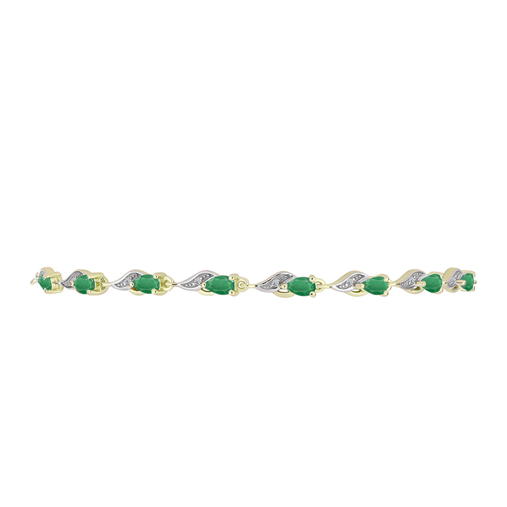 Goldplattiertes Silberarmband mit brasilianischem Smaragd und weißem Topas 2 