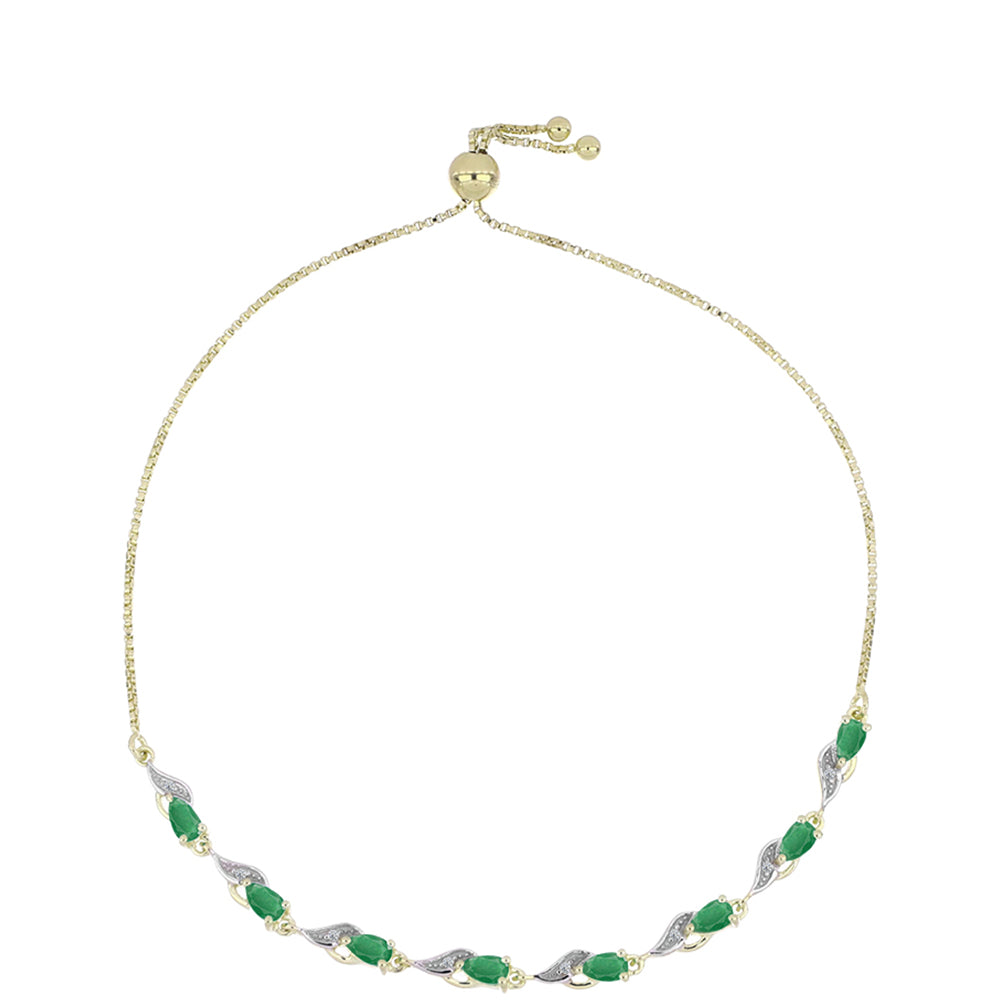 Goldplattiertes Silberarmband mit brasilianischem Smaragd und weißem Topas 1 