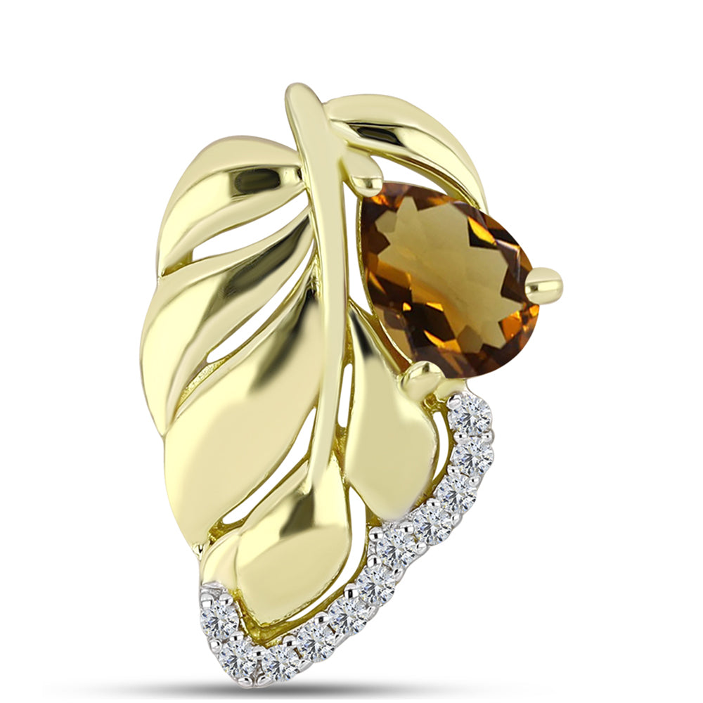 Goldplattierter Silberanhänger mit Cognac-Quarz und weißem Topas