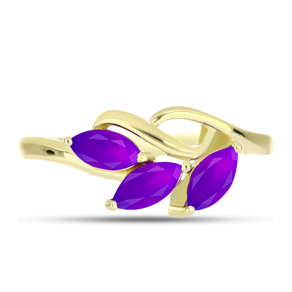 Goldplattierter Silberring mit lila Achat