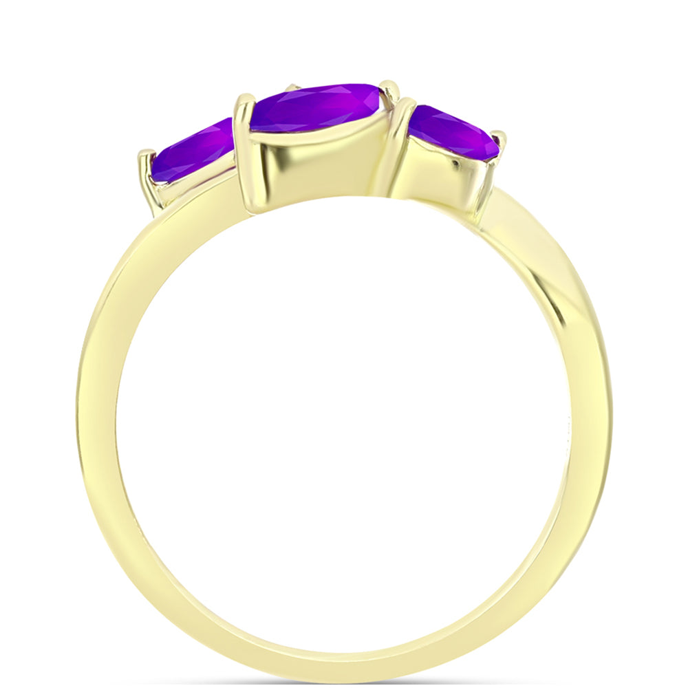 Goldplattierter Silberring mit lila Achat