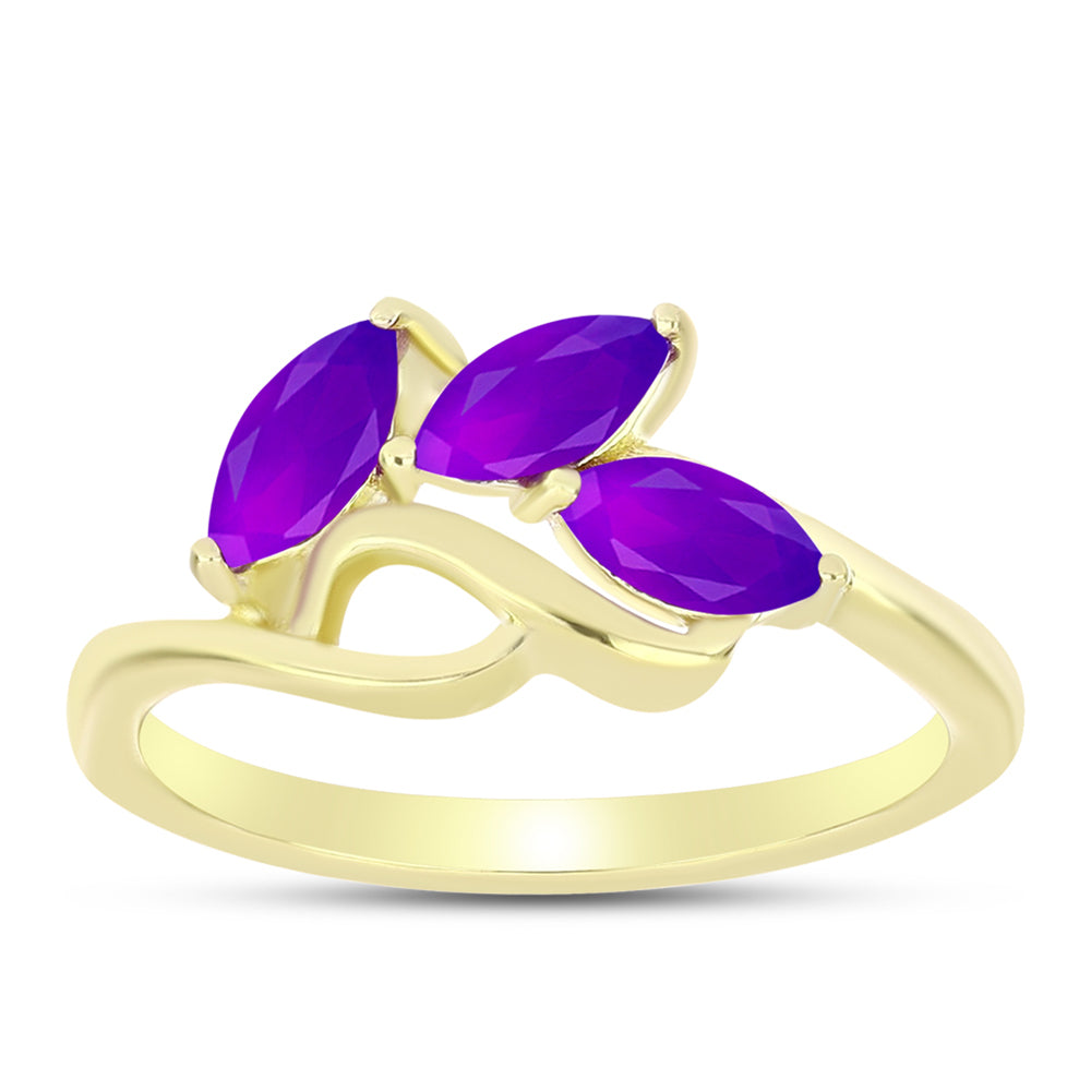 Goldplattierter Silberring mit lila Achat 3 