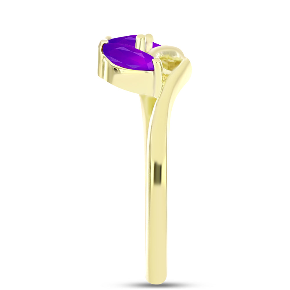 Goldplattierter Silberring mit lila Achat