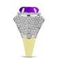Goldplattierter Silberring mit lila Achat und weißem Topas