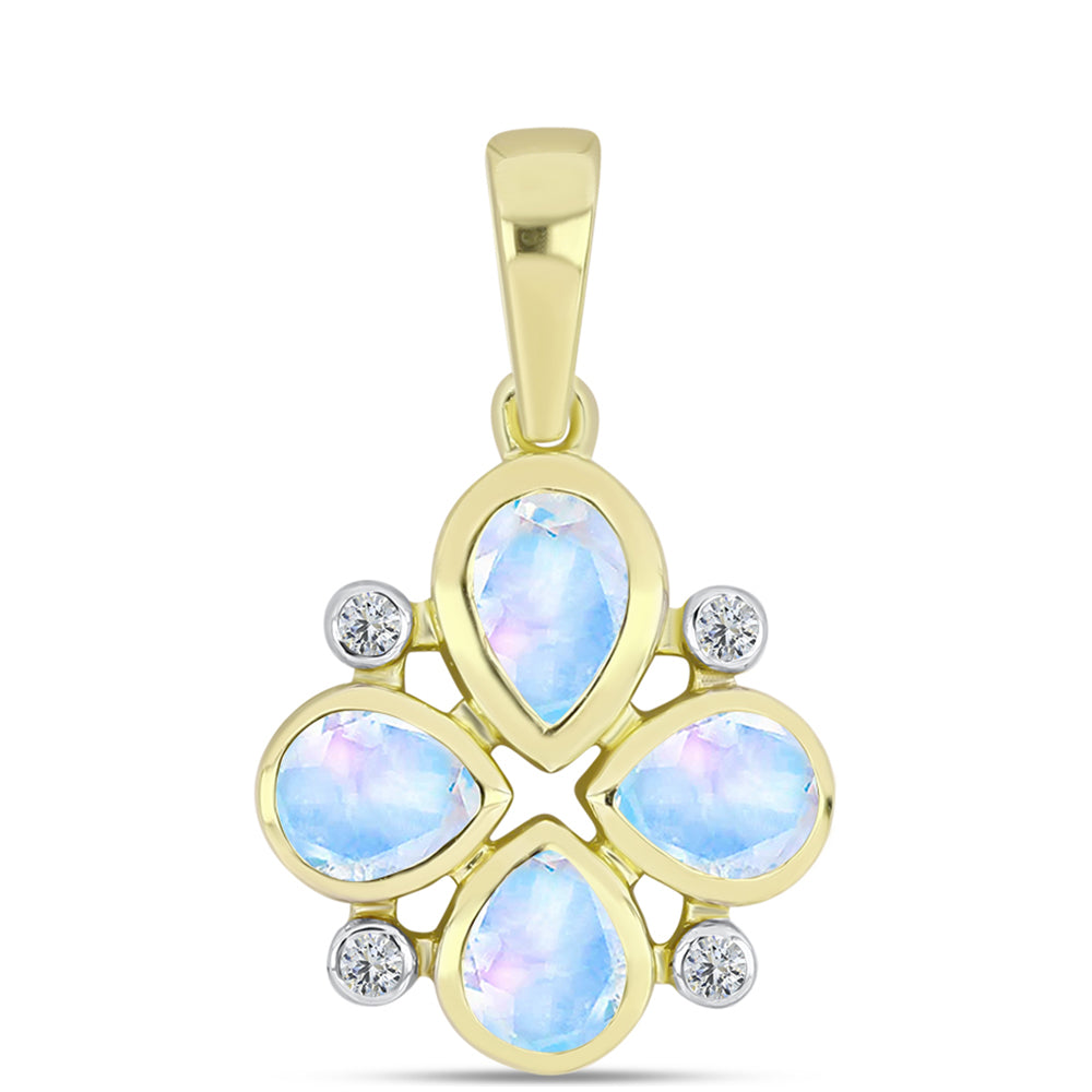 Goldplattierter Silberanhänger mit Regenbogenmondstein 1 