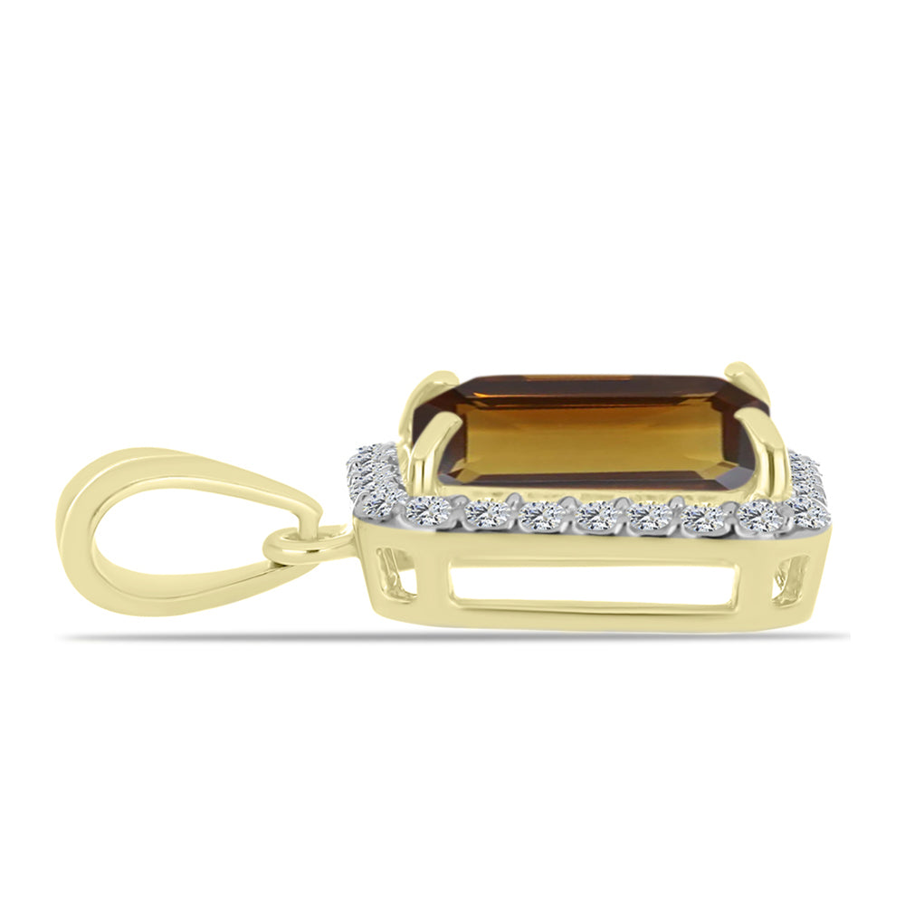 Goldplattierter Silberanhänger mit Cognac-Quarz und weißem Topas 2 