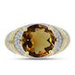 Goldplattierter Silberring mit Cognac-Quarz und weißem Topas