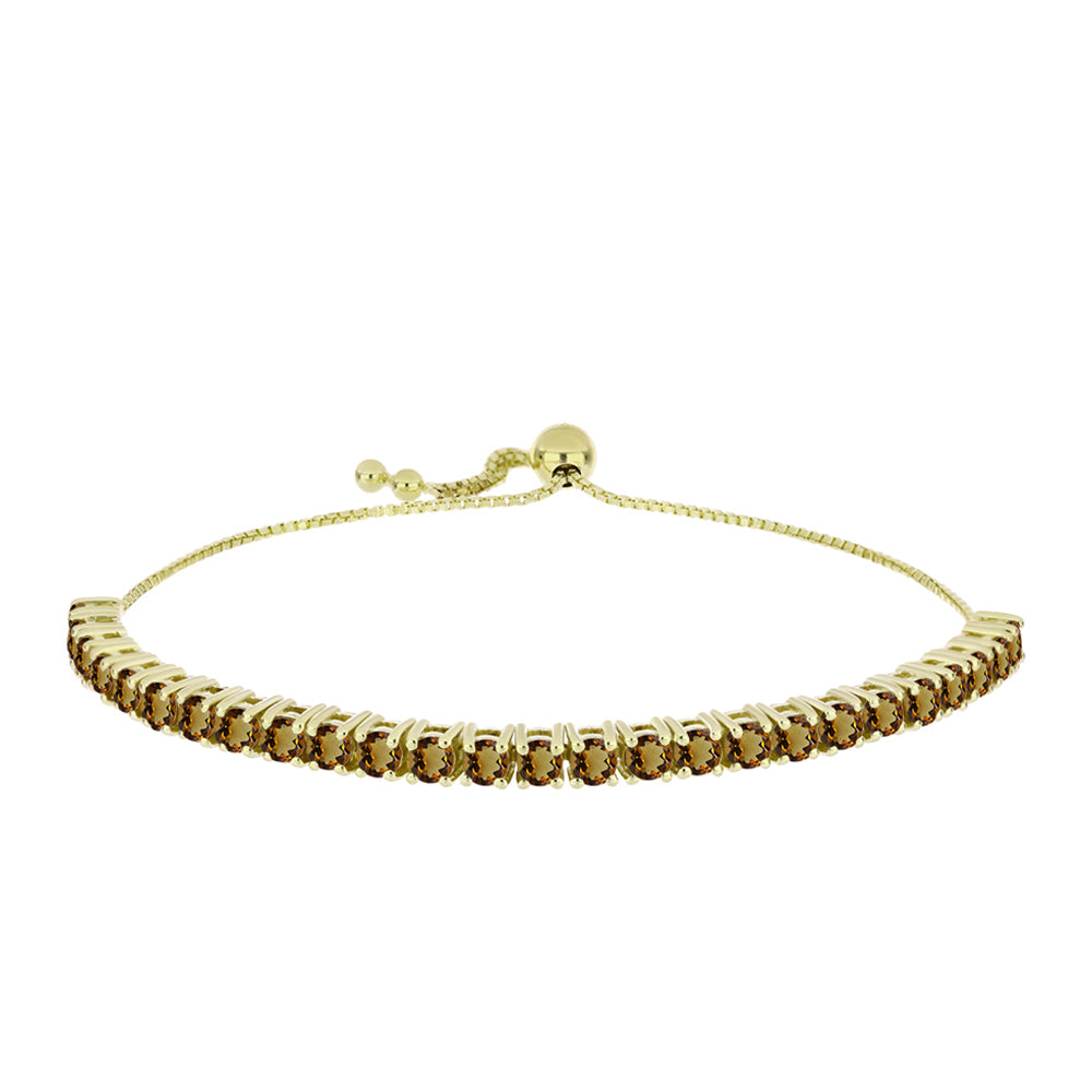 Goldplattiertes Silberarmband mit Cognac-Quarz 1 