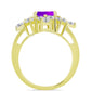 Goldplattierter Silberring mit lila Achat und weißem Topas
