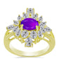 Goldplattierter Silberring mit lila Achat und weißem Topas