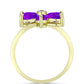 Goldplattierter Silberring mit lila Achat und weißem Topas