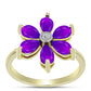 Goldplattierter Silberring mit lila Achat und weißem Topas