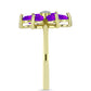 Goldplattierter Silberring mit lila Achat und weißem Topas