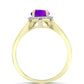 Goldplattierter Silberring mit lila Achat und weißem Topas