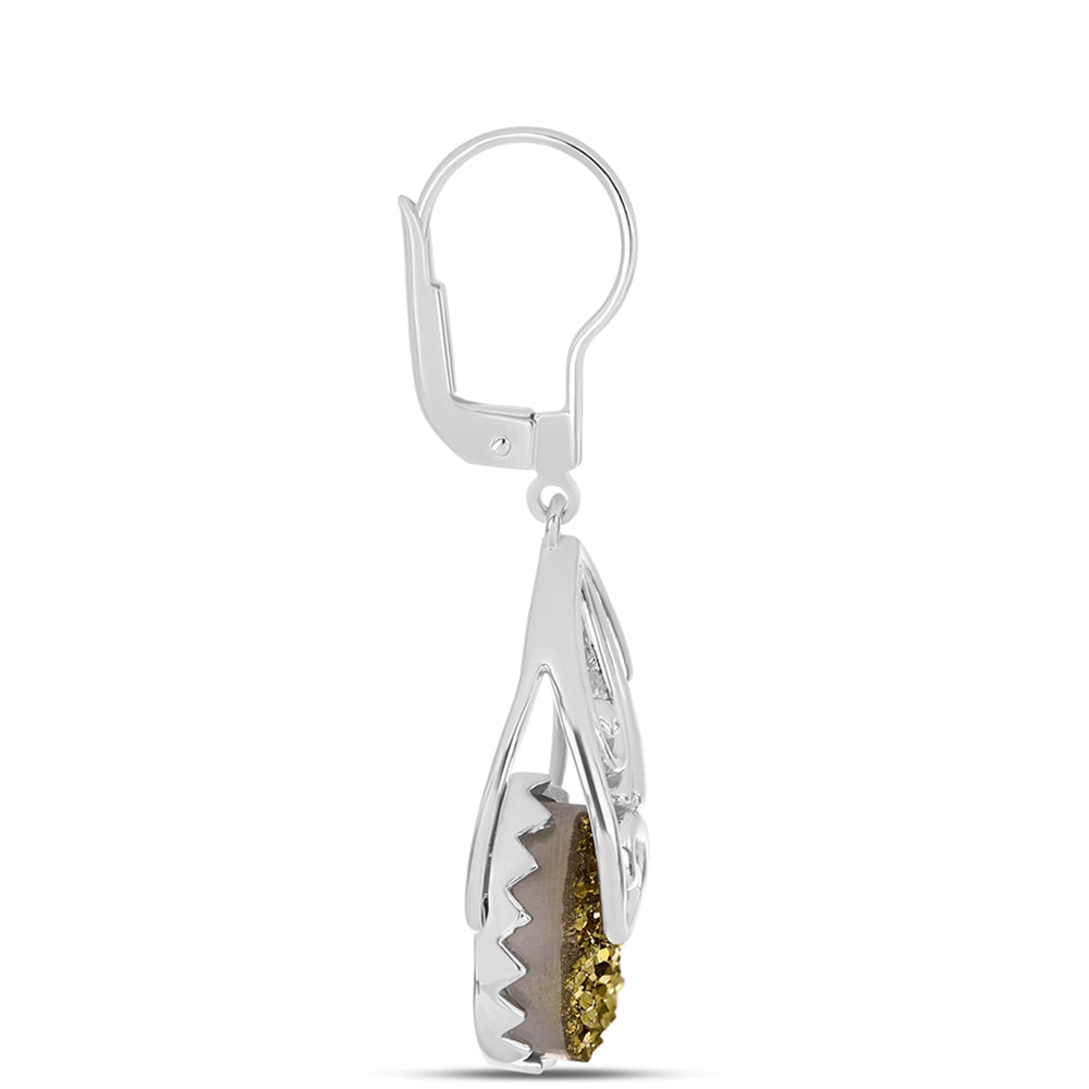 Silberohrringe mit goldfarbener Druse 2 