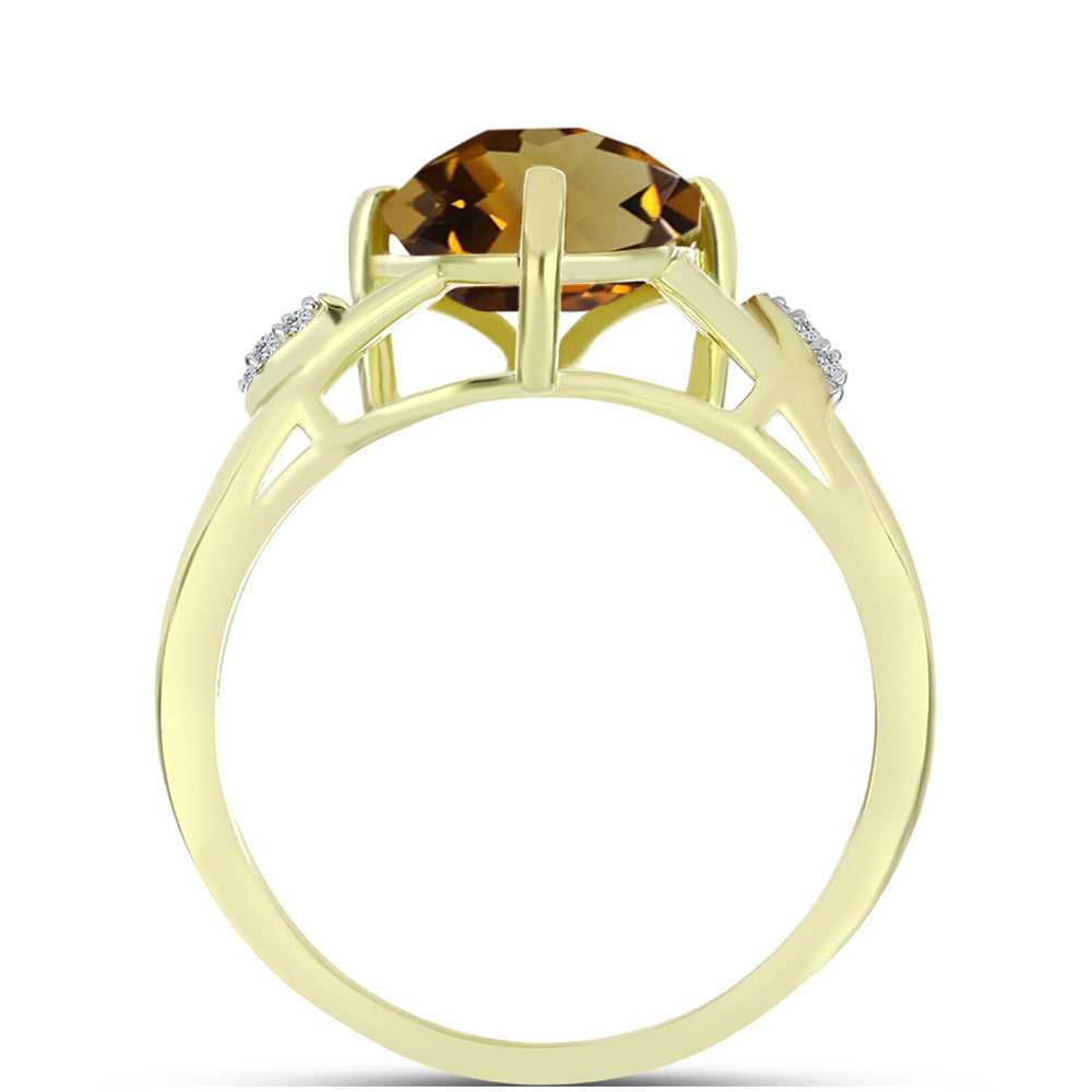 Goldplattierter Silberring mit Cognac-Quarz und weißem Topas