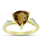 Goldplattierter Silberring mit Cognac-Quarz und weißem Topas