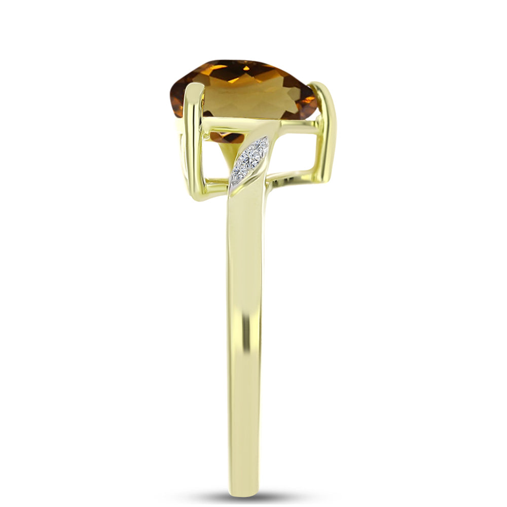 Goldplattierter Silberring mit Cognac-Quarz und weißem Topas