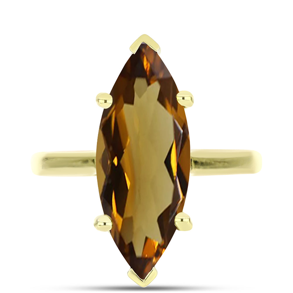 Goldplattierter Silberring mit Cognac-Quarz 1 