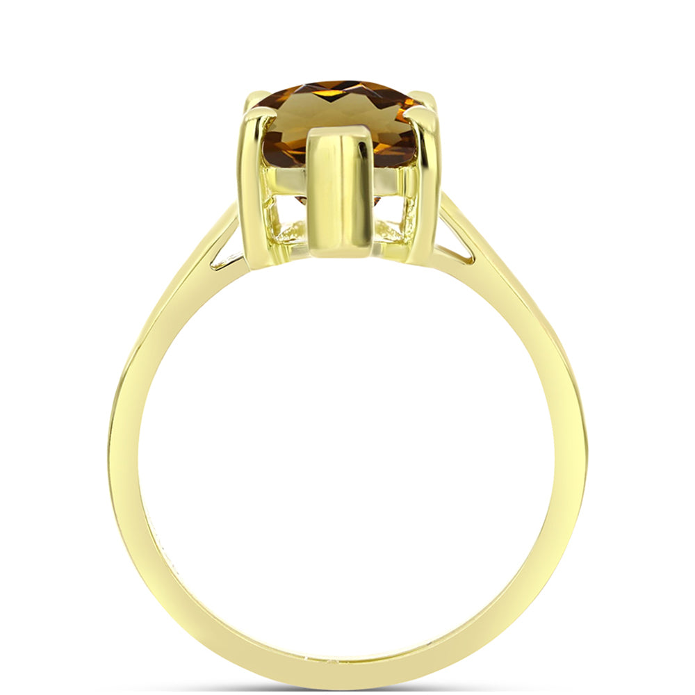 Goldplattierter Silberring mit Cognac-Quarz