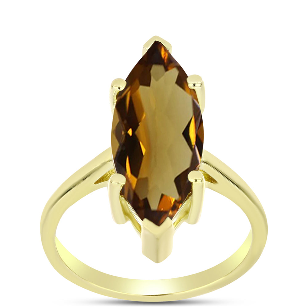 Goldplattierter Silberring mit Cognac-Quarz