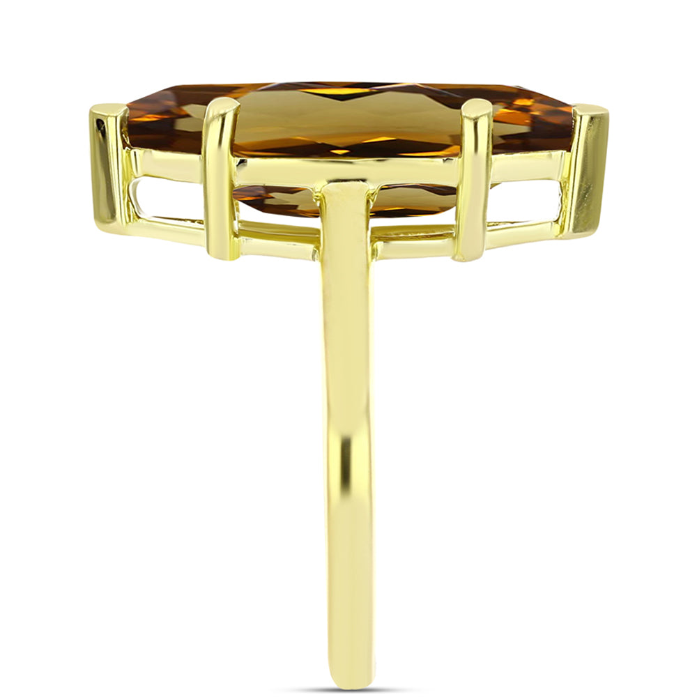Goldplattierter Silberring mit Cognac-Quarz 4 