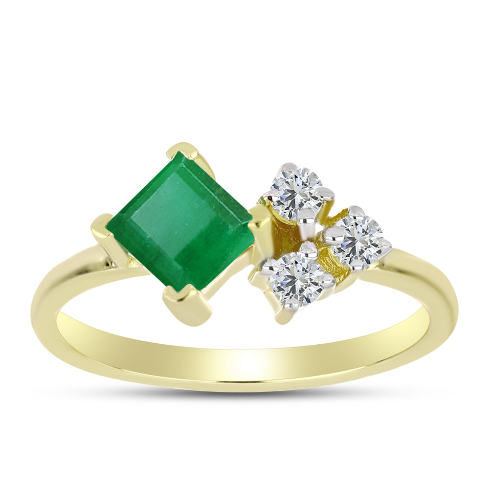 Goldplattierter Silberring mit brasilianischem Smaragd und weißem Topas 3 