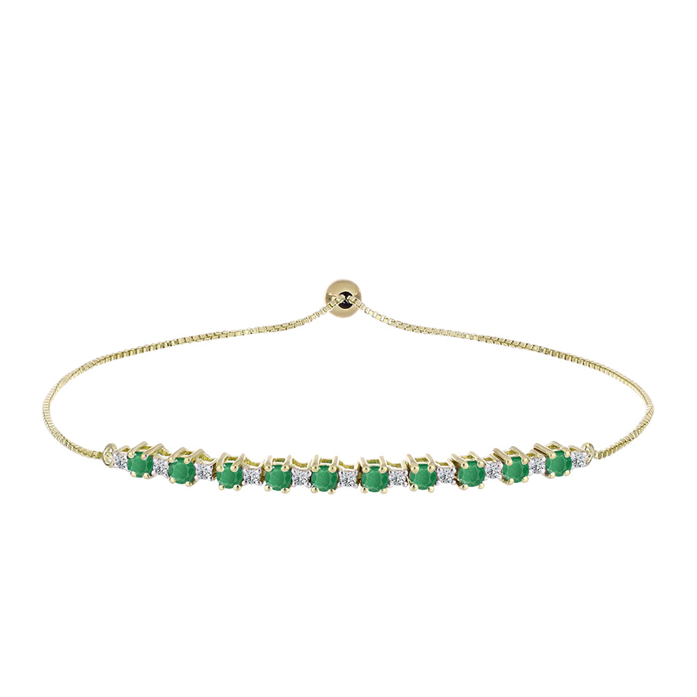 Goldplattiertes Silberarmband mit brasilianischem Smaragd und weißem Topas