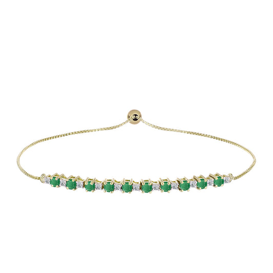 Goldplattiertes Silberarmband mit brasilianischem Smaragd und weißem Topas