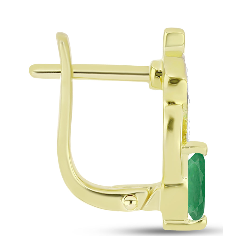 Goldplattierte Silberohrringe mit brasilianischem Smaragd und weißem Topas