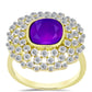 Goldplattierter Silberring mit lila Achat und weißem Topas