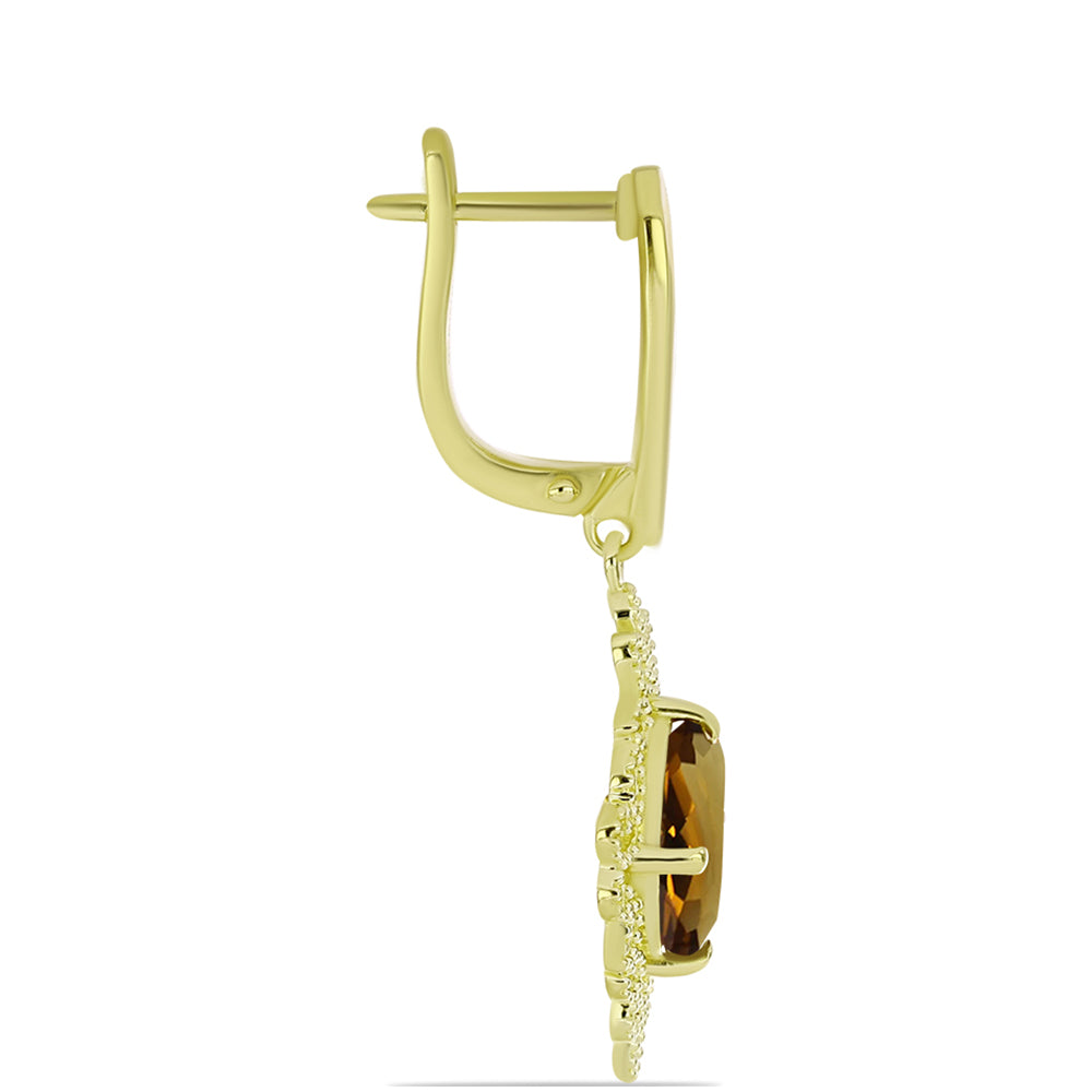 Goldplattierte Silberohrringe mit Cognac-Quarz