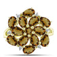Goldplattierter Silberring mit Cognac-Quarz und weißem Topas