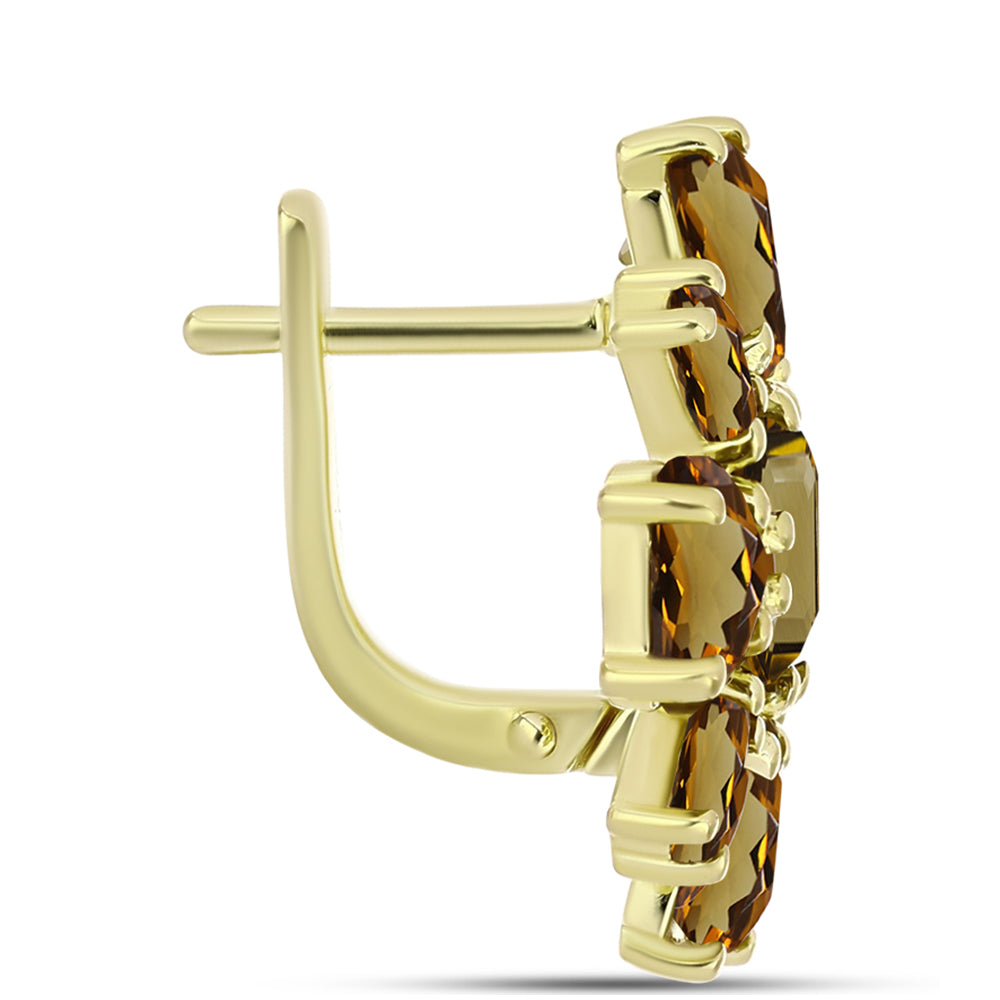 Goldplattierte Silberohrringe mit Cognac-Quarz 2 