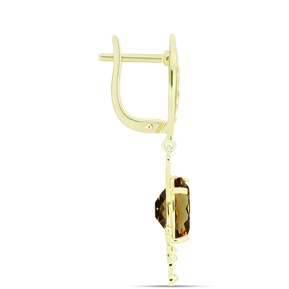 Goldplattierte Silberohrringe mit Cognac-Quarz