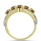 Goldplattierter Silberring mit Cognac-Quarz und weißem Topas
