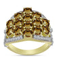 Goldplattierter Silberring mit Cognac-Quarz und weißem Topas